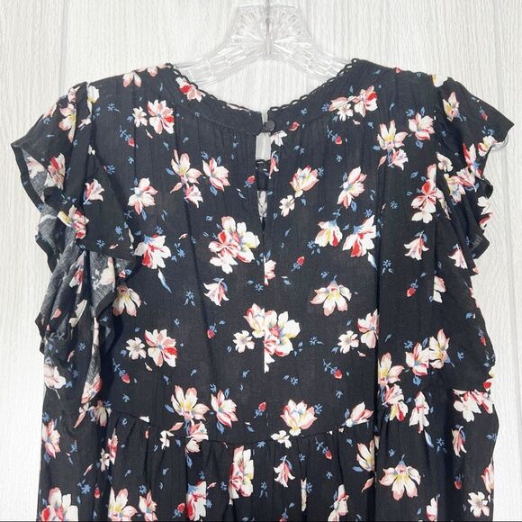 Altar'd State | Black Floral Ruffle Sleeve Blouse Size Small - Picture 4 of 6